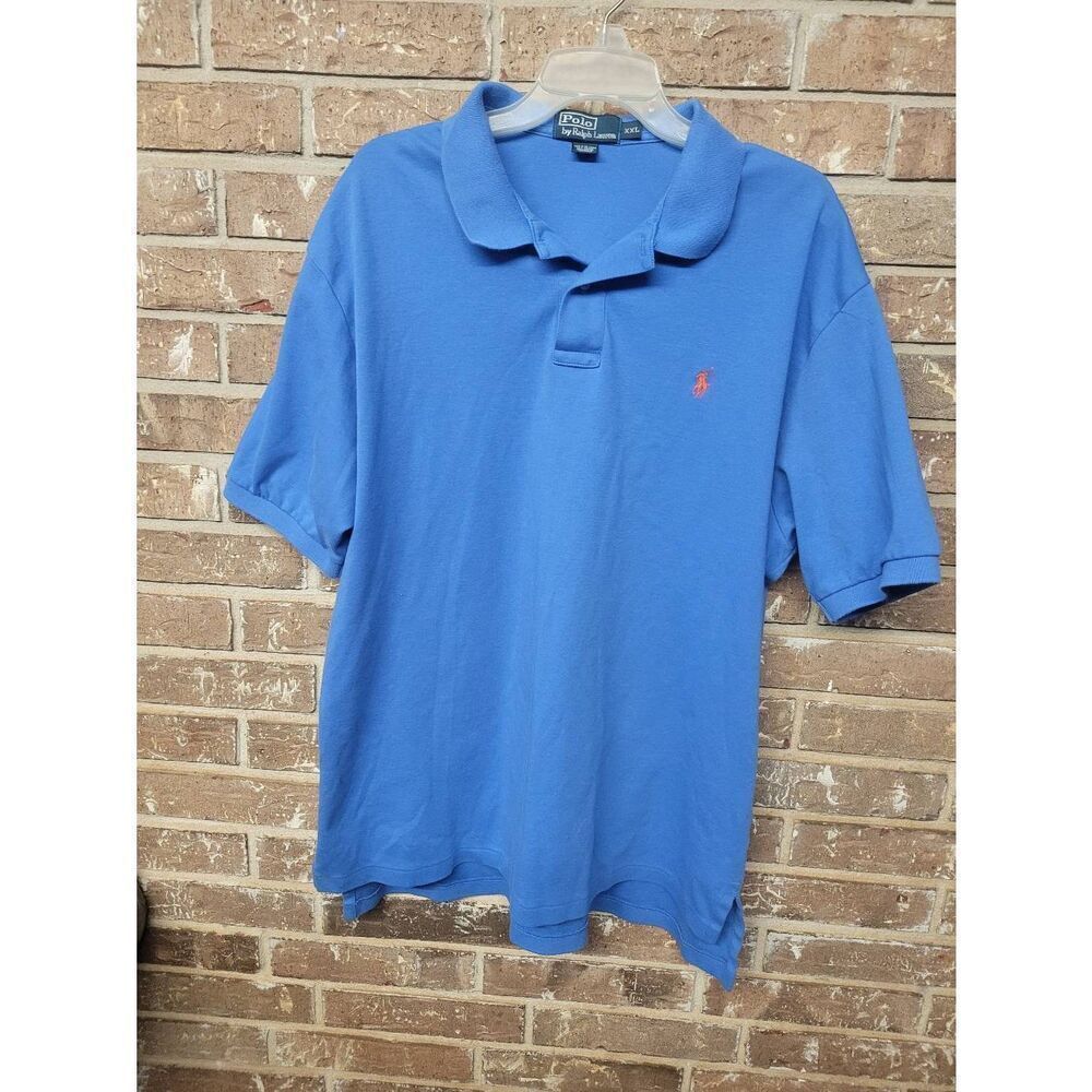 Polo by Ralph Lauren Solid Blue Cotton Short Sleeve Polo, Mens XXL